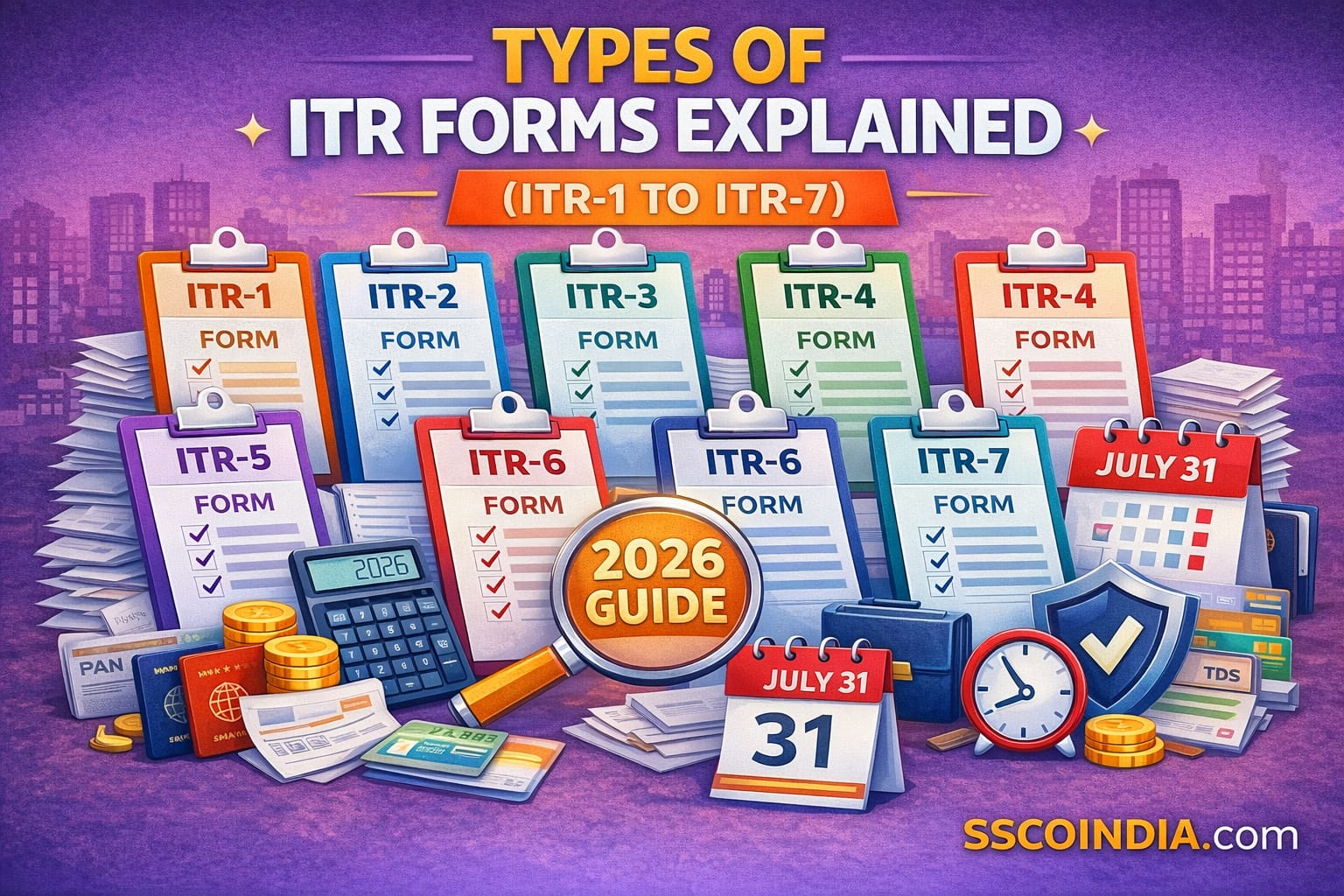 Types of ITR Forms ITR 1 To ITR 7 Explained 2026